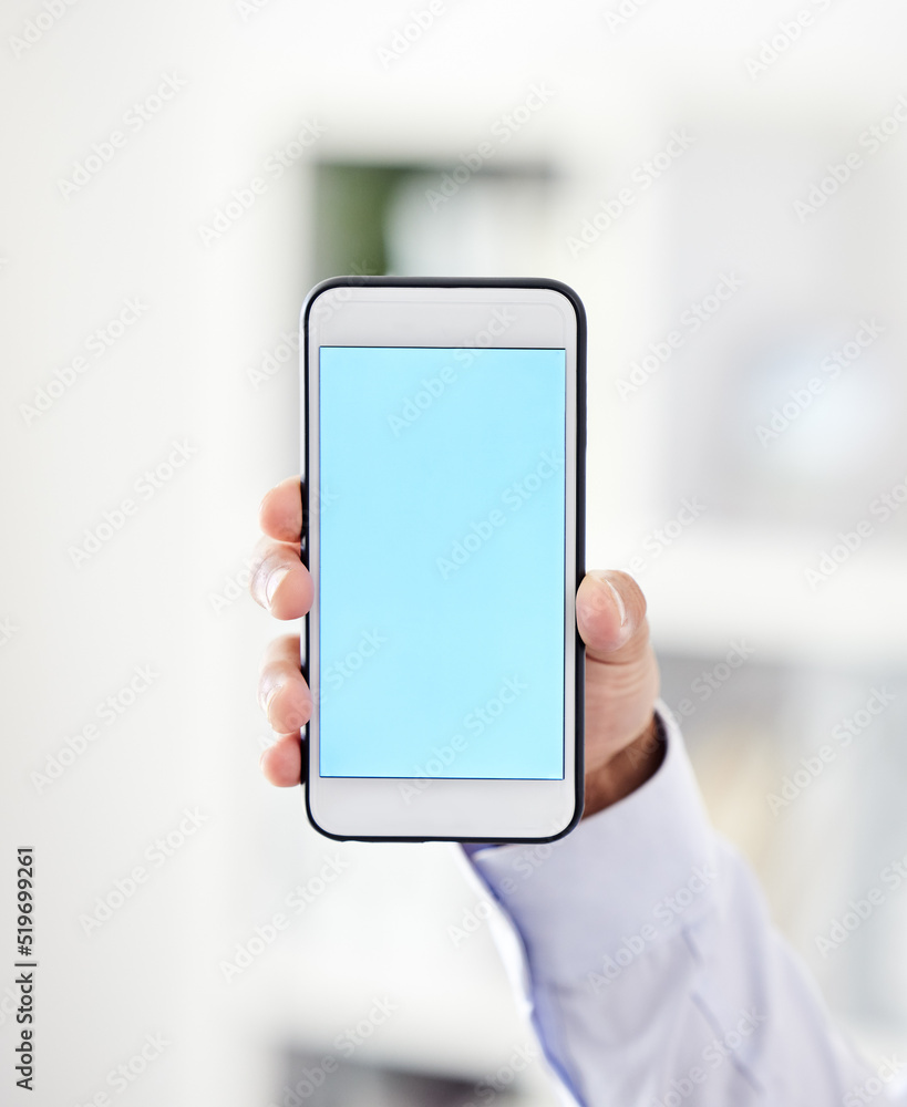 Business phone with blank screen or copy space for a website, marketing or advertising app. Closeup 