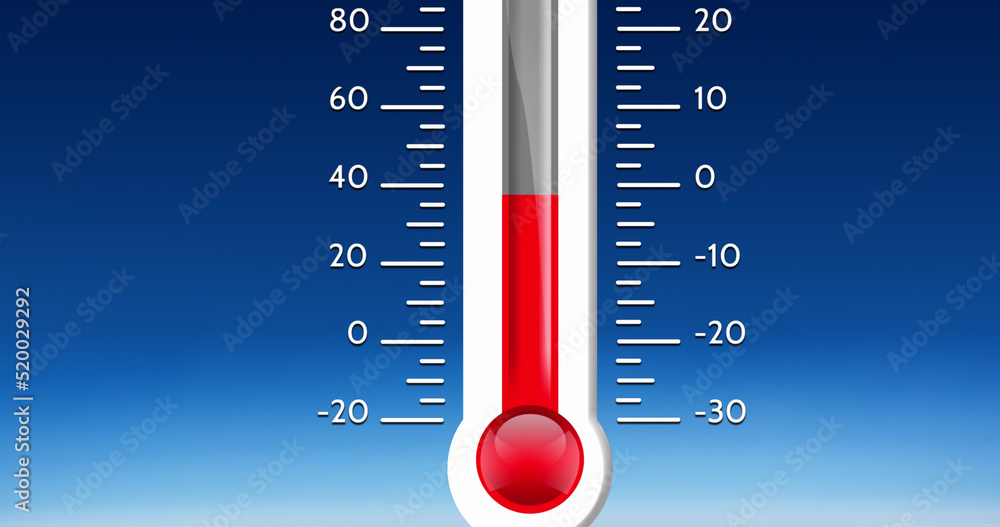 Image of thermometer on blue background