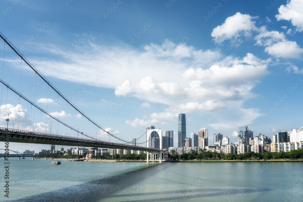 Aerial photography China Liuzhou modern city architecture landscape skyline