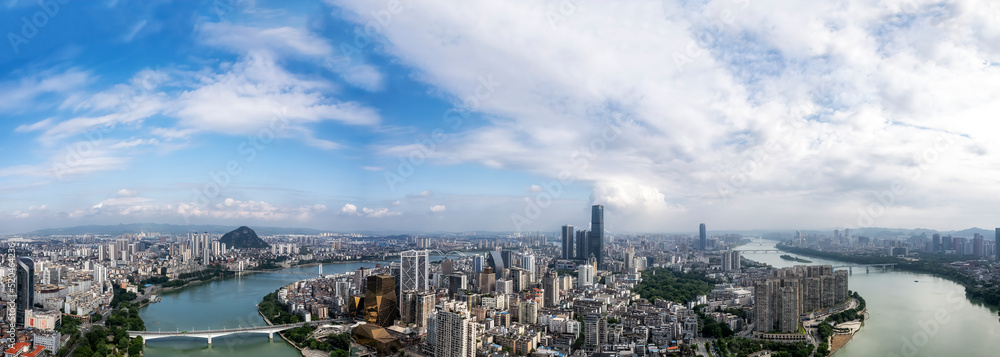 Aerial photography China Liuzhou modern city architecture landscape skyline