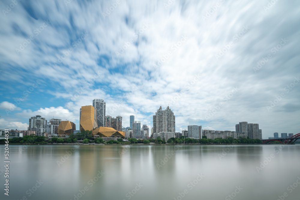 Riverside street scene in Liuzhou, China