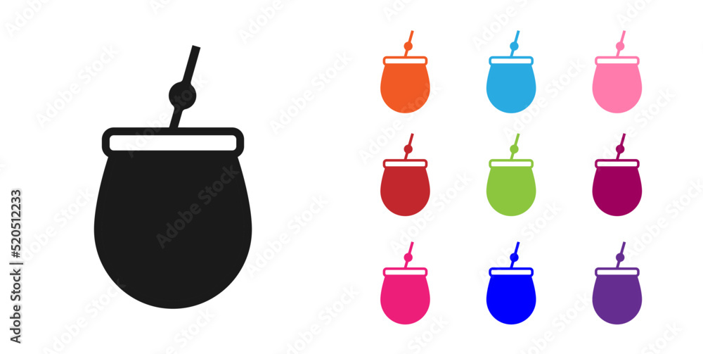 Black Mate tea icon isolated on white background. Set icons colorful. Vector