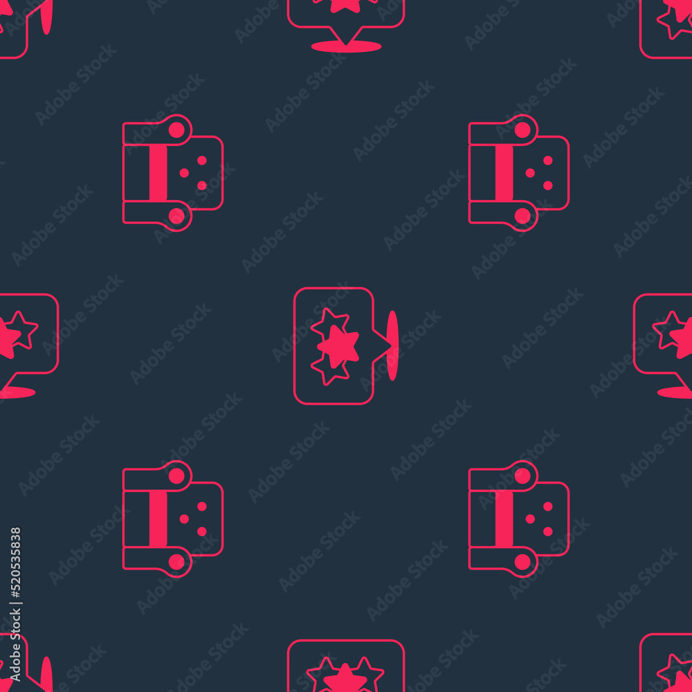 Set Armchair and Stars rating on seamless pattern. Vector