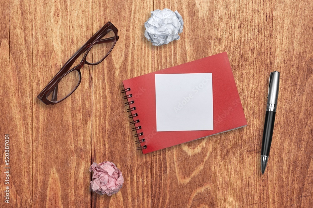 Blank napkin with a glasses, personal development concept