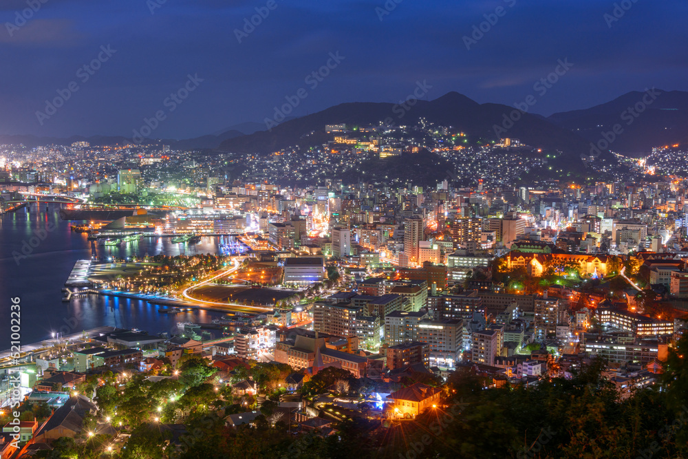 长崎，日本空中城市景观