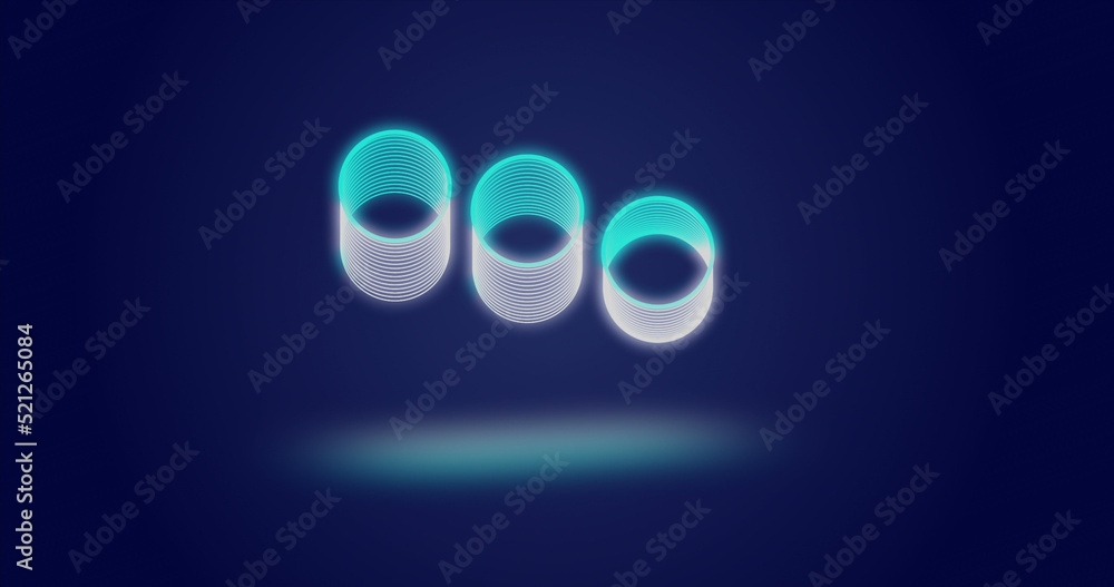 Image of neon circles moving over navy background