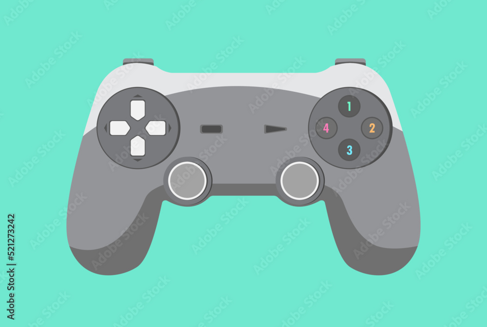 Cartoon Video Game Controller Gaming Joystick Minimal Illustration