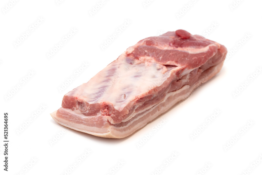 A piece of pork loin meat on a white background.