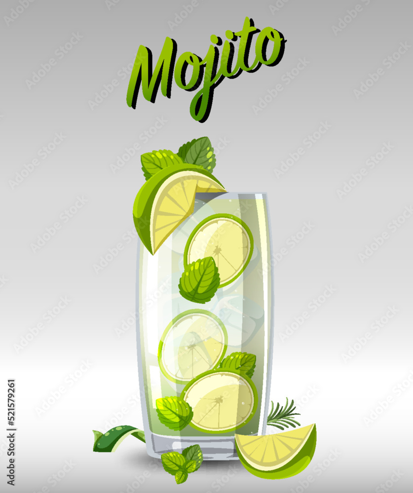 杯子里的Mojito鸡尾酒