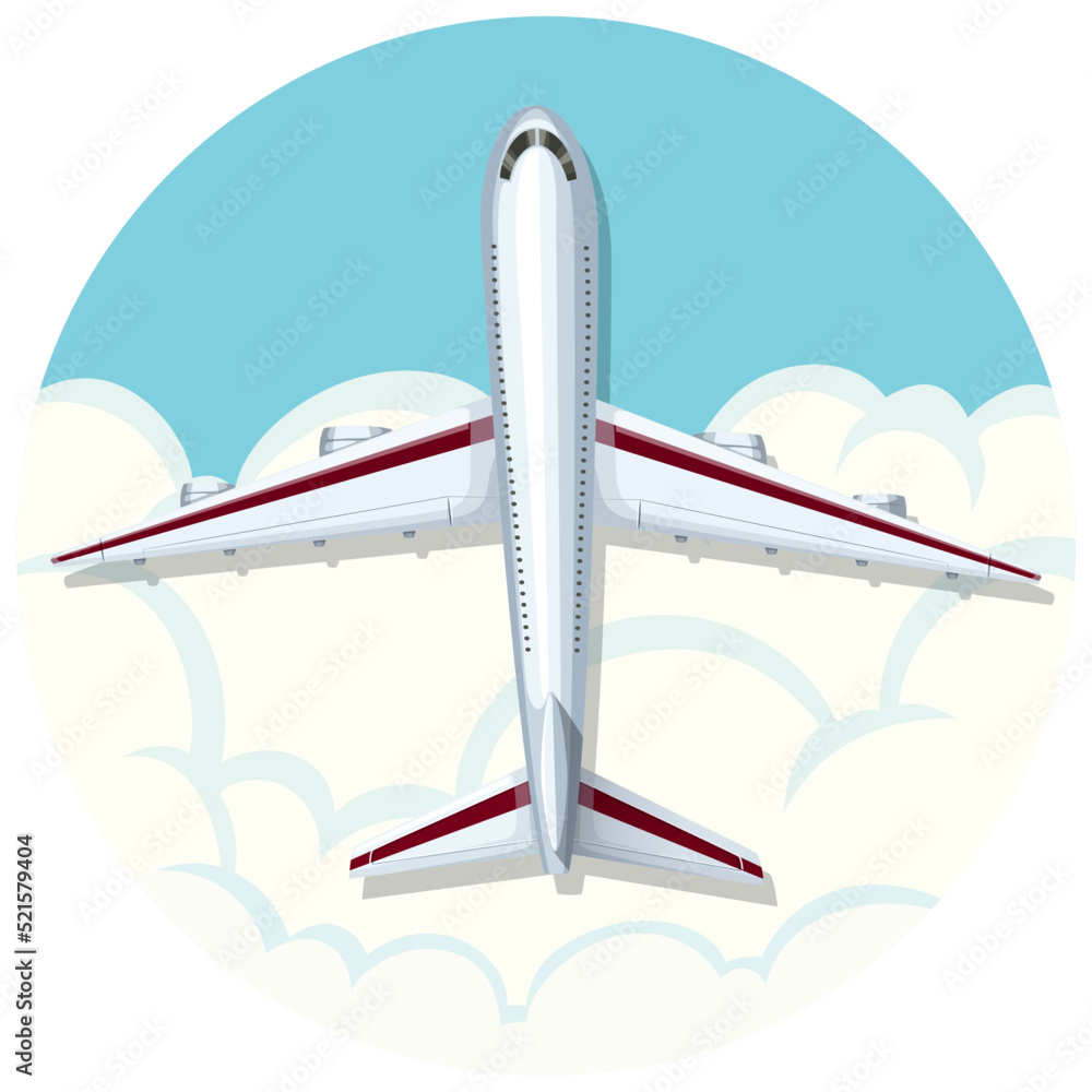 Airplane on circle icon isolated