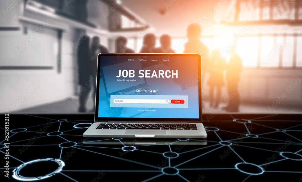 Online job search on modish website for worker to search for job opportunities on the recruitment in