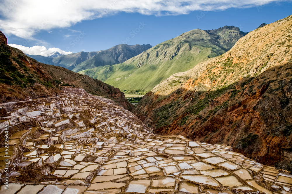 秘鲁的Salinas de Maras地区。库斯科附近Maras的印加盐田。南美洲