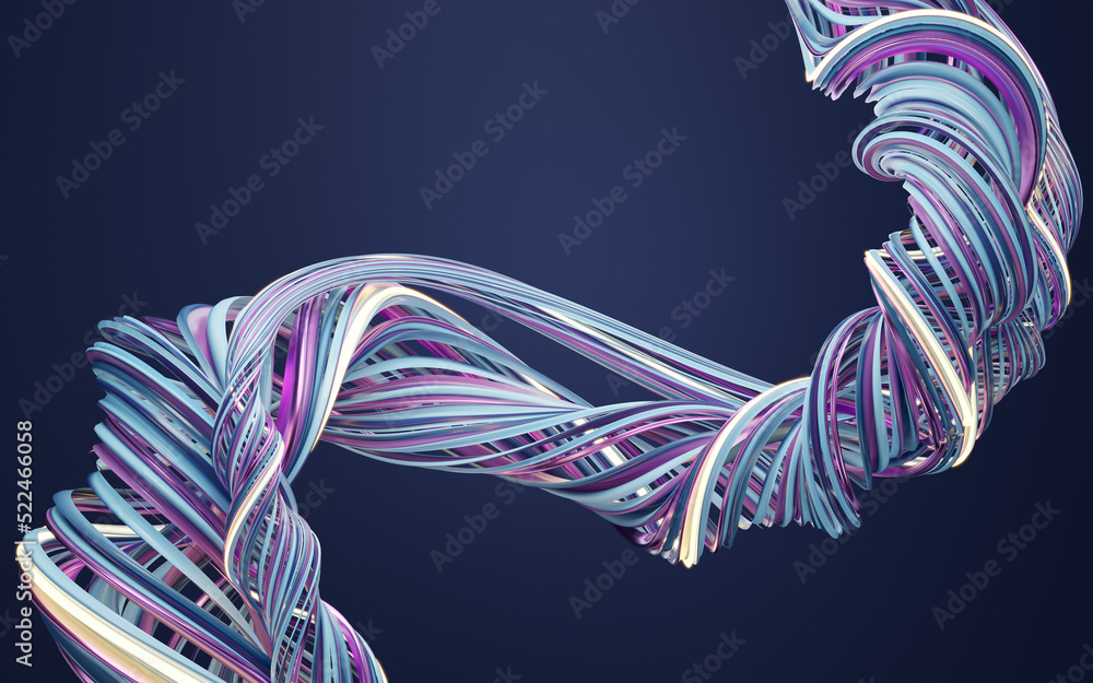 Abstract flowing curve lines, 3d rendering.