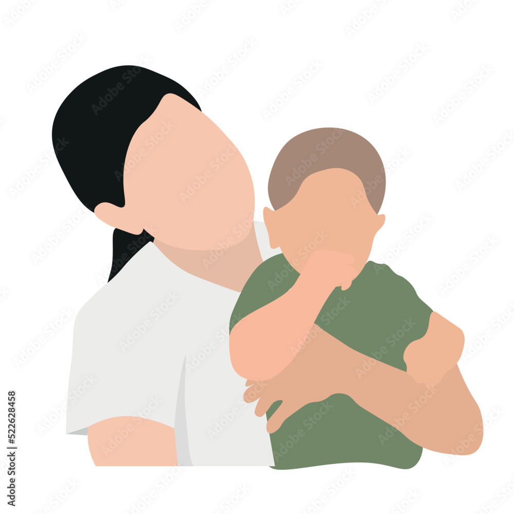 Mother with cute baby on white background