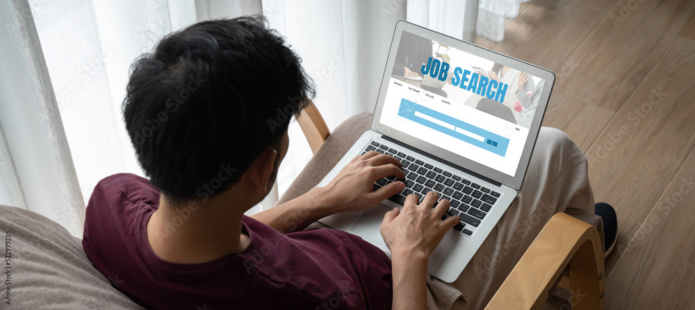 Online job search on modish website for worker to search for job opportunities on the recruitment in