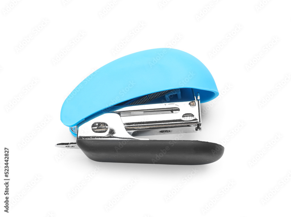 Blue stapler isolated on white background