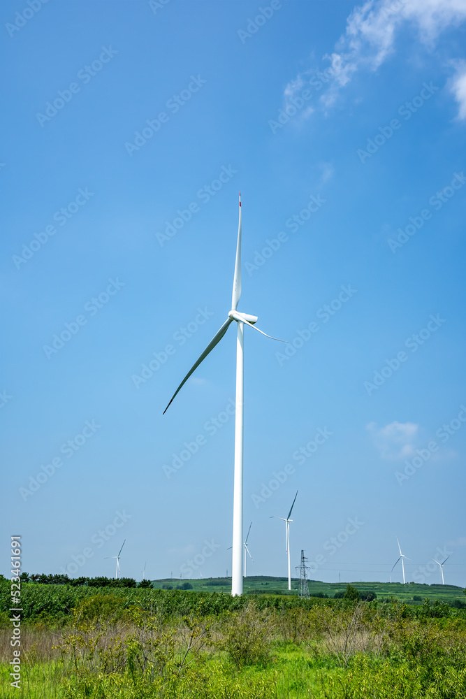 Aerial photography outdoor farmland green energy wind turbine