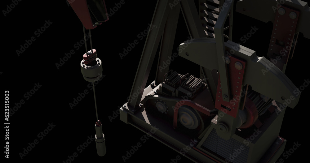 Image of oil pump working over black background