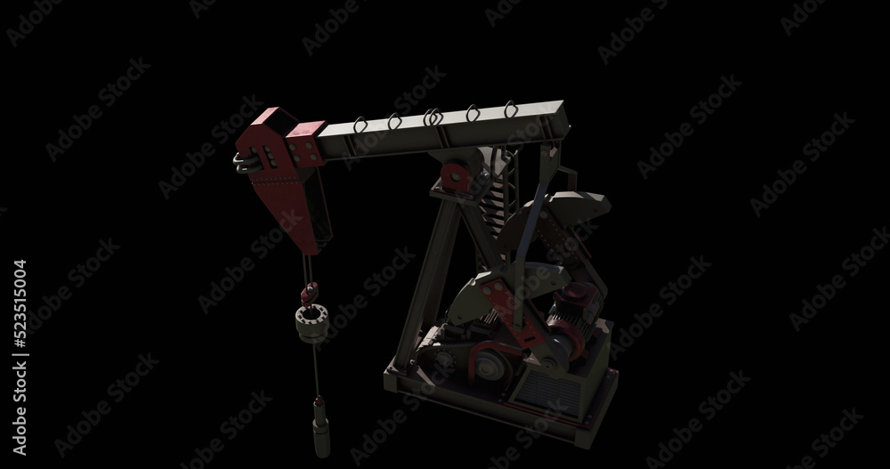 Image of oil pump working over black background