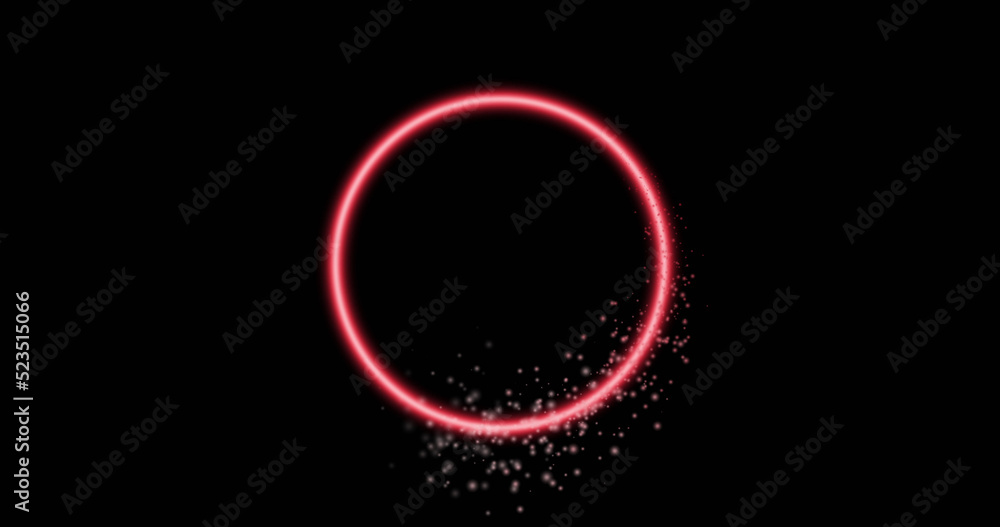 Image of glowing pink circle over black background