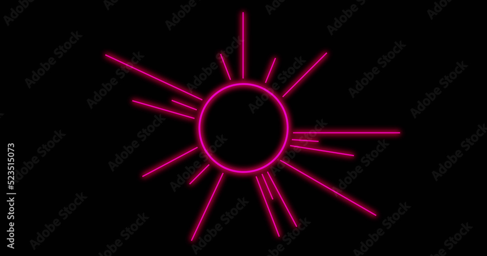 Image of glowing pink circle with lines over black background