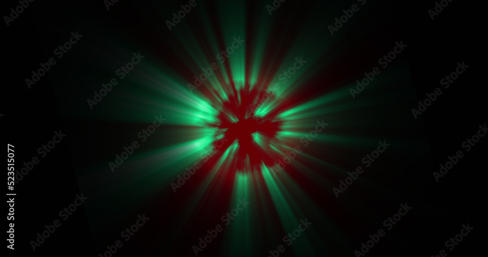 Image of glowing red and green circles over black background