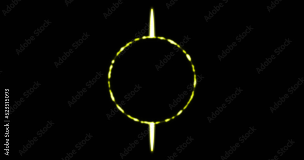 Image of glowing yellow circle over black background