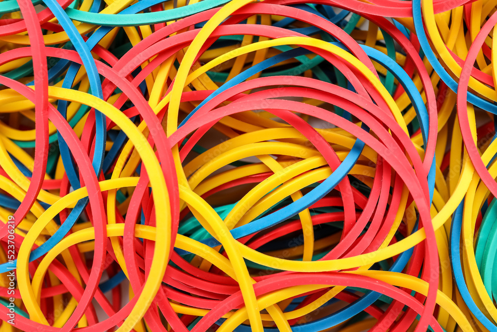 Many rubber bands as background, closeup