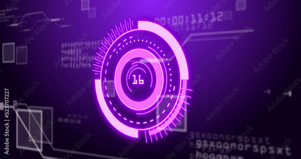 Image of scope scanning over data processing on black background