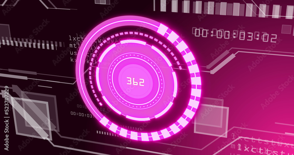 Image of scope scanning over data processing on black background