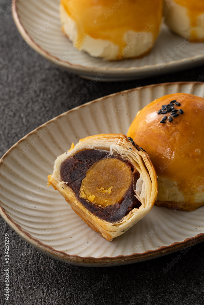 Moon cake yolk pastry for Mid-Autumn Festival holiday.