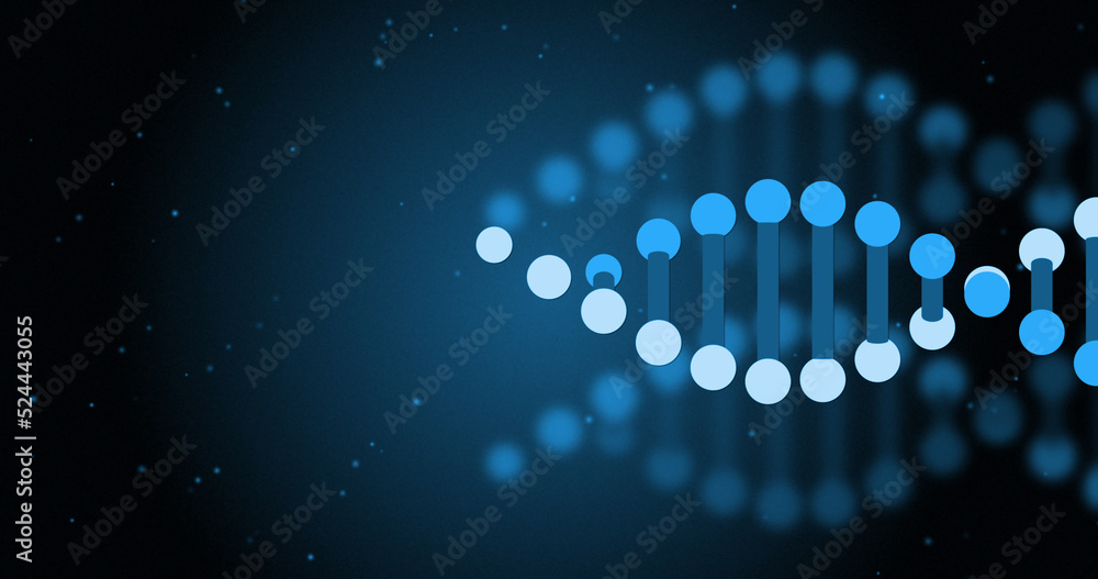 蓝色背景下的dna链图像