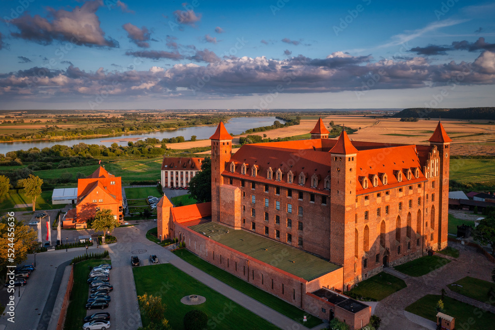 Teutonic castle in Gniew in the light of the setting sun. Poland