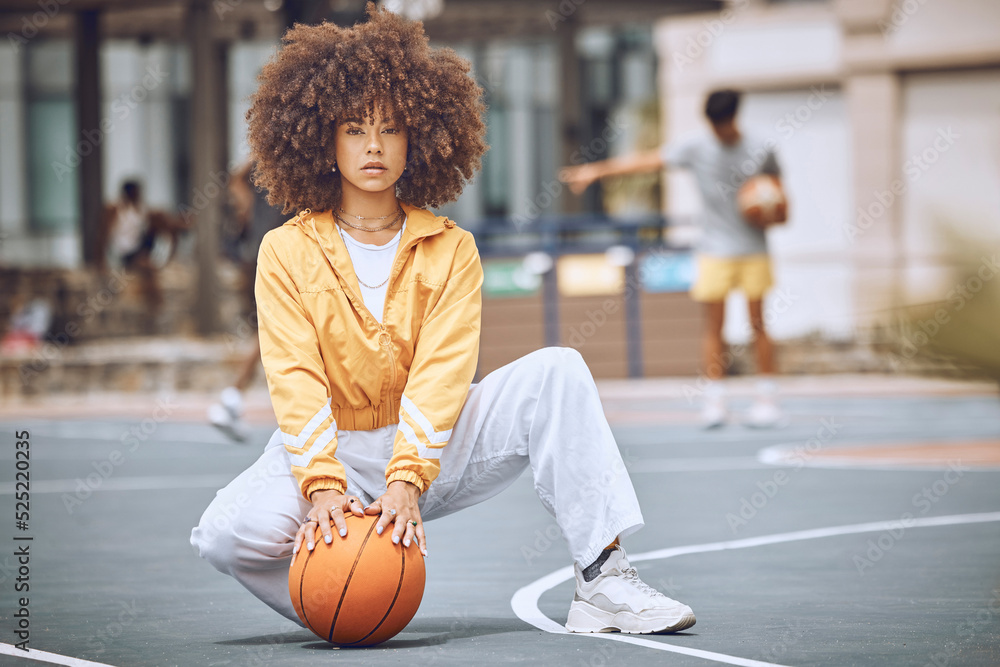 Cool basketball player with funky, confident and hipster attitude ready for game, fun or playing on 