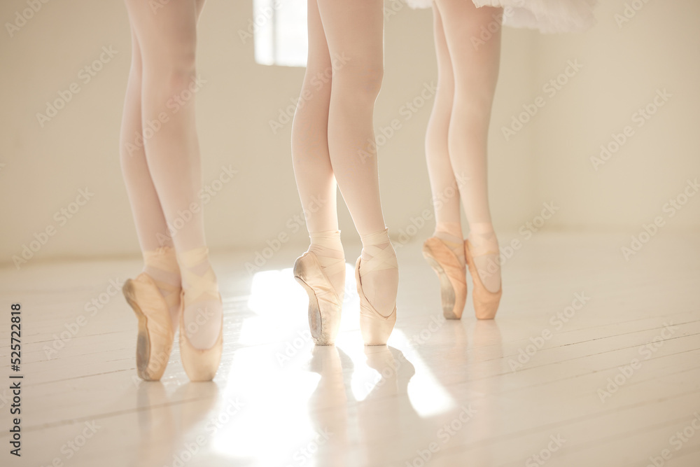 Ballet, dance and toe shoes with a dancer, ballerina and performance artist in a studio for training