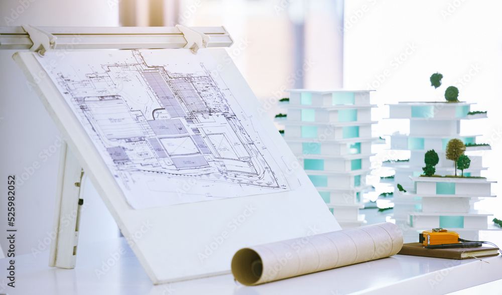 蓝图、建筑和建筑模型设计以及建筑o中的施工计划
