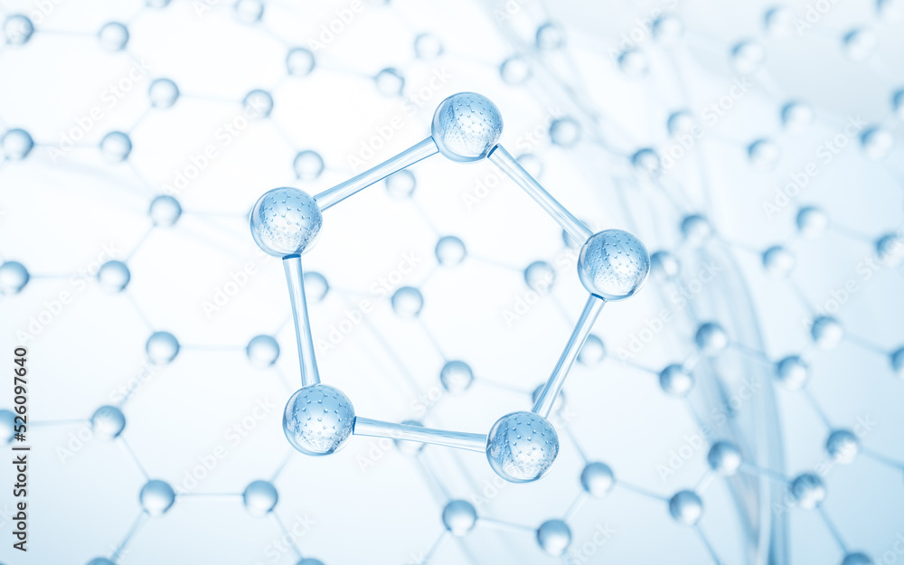 五边形分子结构，三维渲染。
