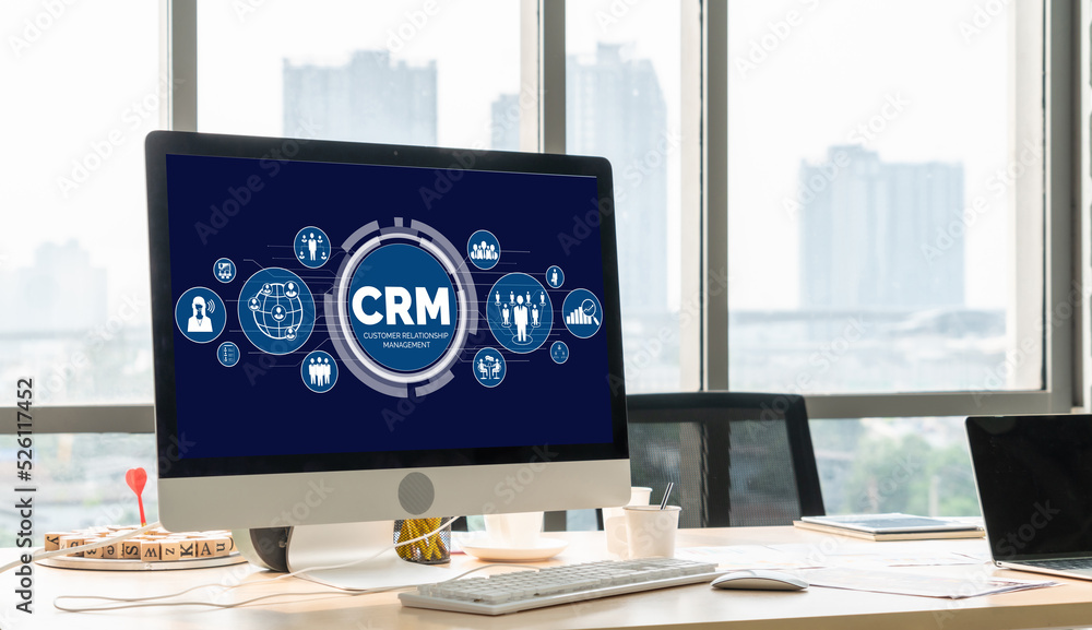 Customer relationship management system on modish computer for CRM business and enterprise