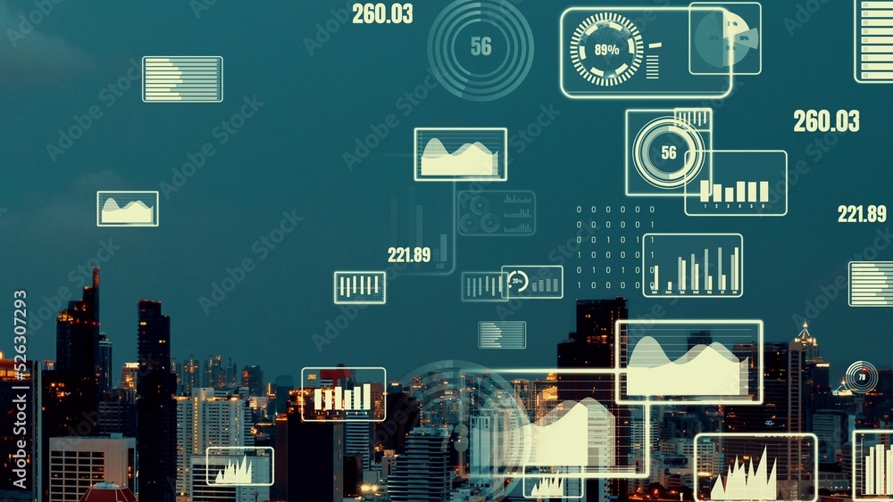 商业数据分析界面飞越智慧城市，展现商业智能的变革未来