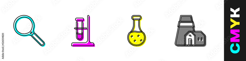 将放大镜、试管烧瓶放在支架上，并将发电站设备图标设置为Vector