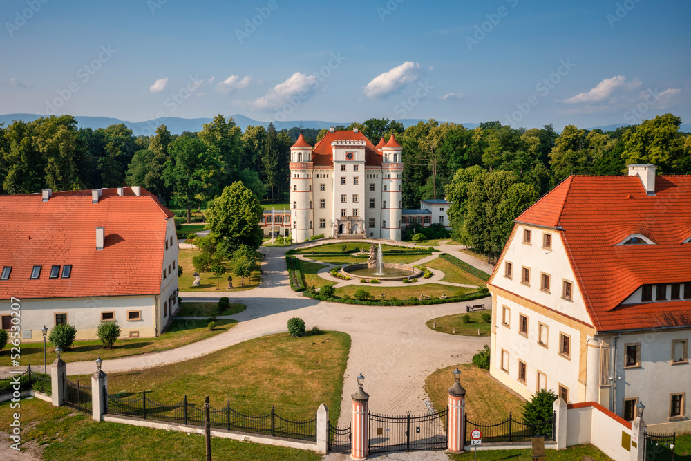 Beautiful architecture of the Wojanow Palace in Lower Silesia. Poland