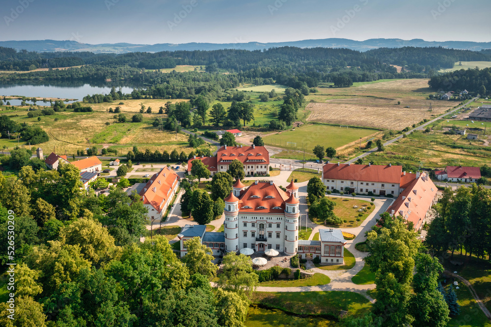 Beautiful architecture of the Wojanow Palace in Lower Silesia. Poland