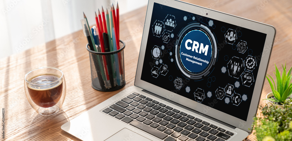 Customer relationship management system on modish computer for CRM business and enterprise