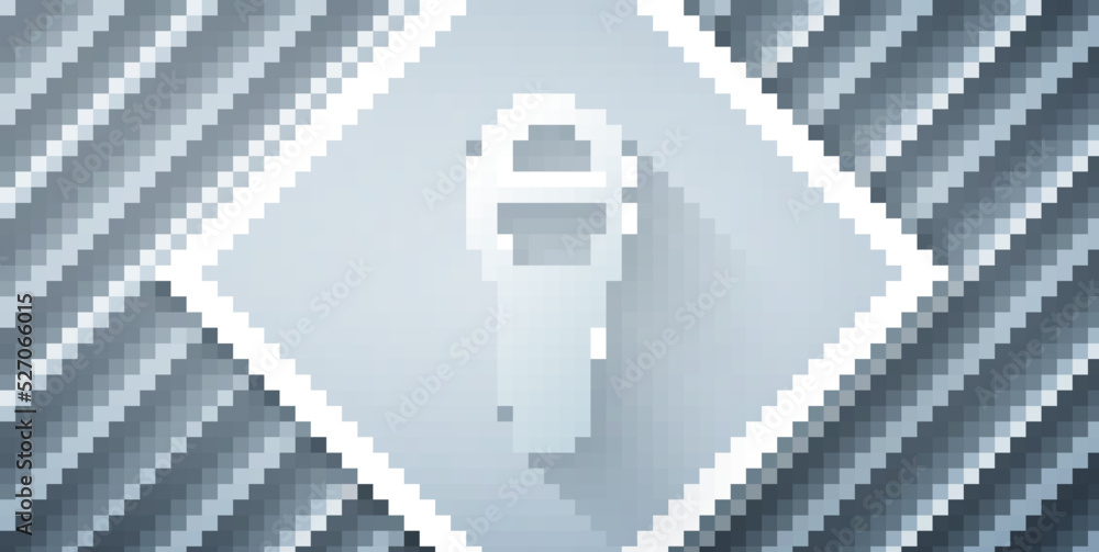 Paper cut Microphone icon isolated on grey background. On air radio mic microphone. Speaker sign. Pa