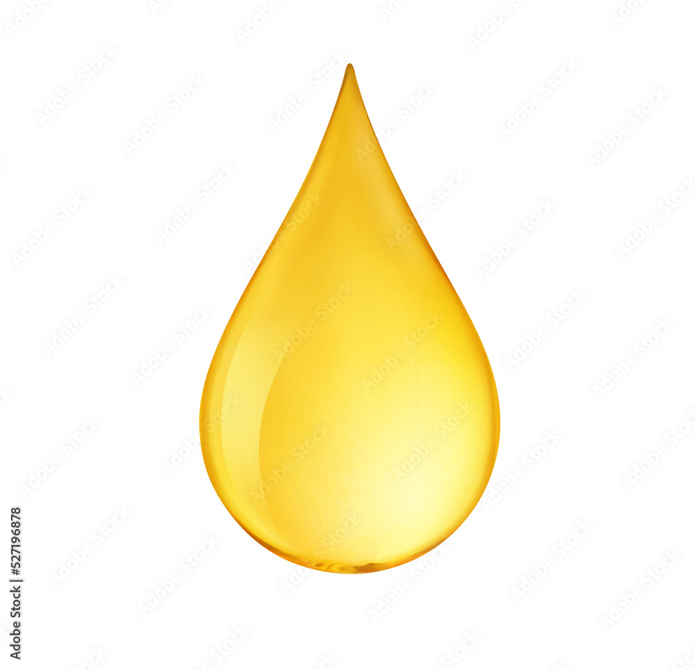 Natural oil drop isolated on white background. Clipping path.