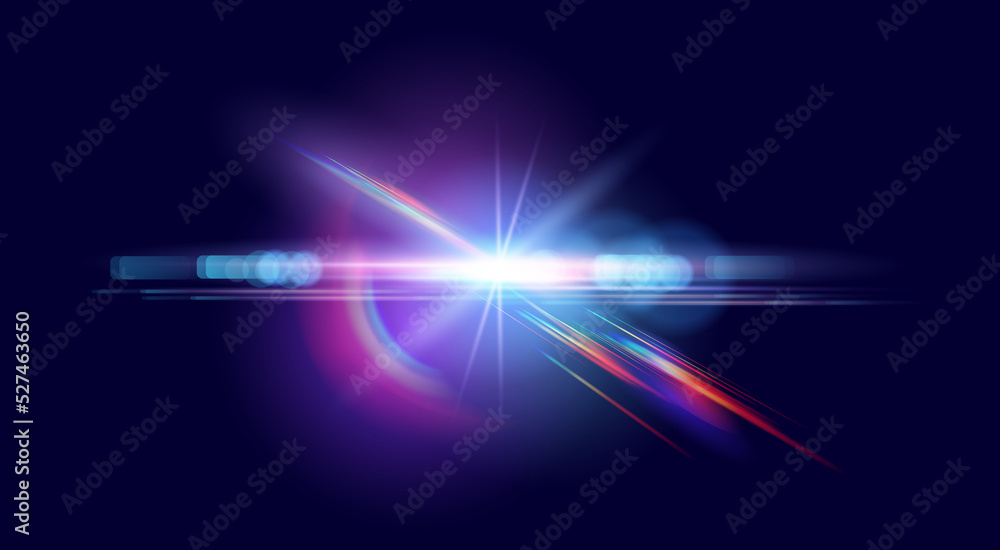 Futuristic transparent  light lens flare effect. Vector illustraton