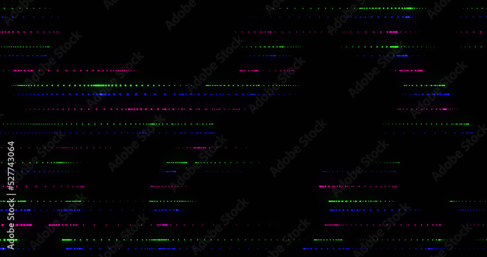 Image of green, blue and pink lines moving over black background