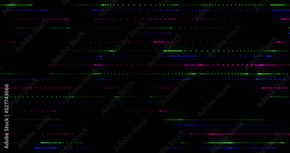 绿色、蓝色和粉色线条在黑色背景上移动的图像