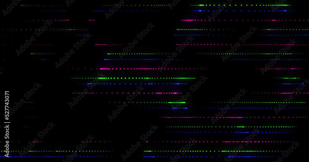 绿色、蓝色和粉色线条在黑色背景上移动的图像