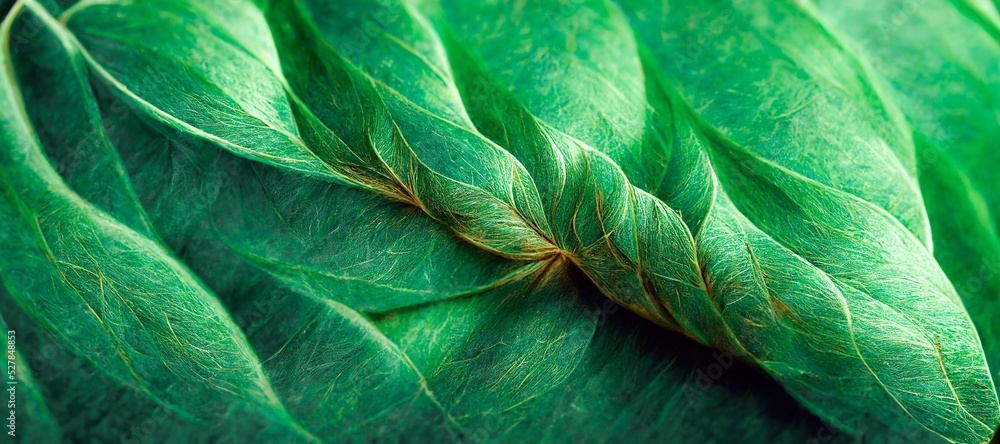 Spectacular realistic detailed veins and a vivid green coloration are revealed in this abstract clos